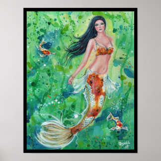 Koi mermaid Gartenposter Druck von Renee Lavoie Poster