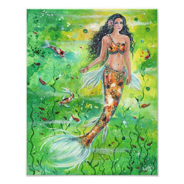 Koi mermaid Lily von Renee Lavoie Fotodruck (Vorne)