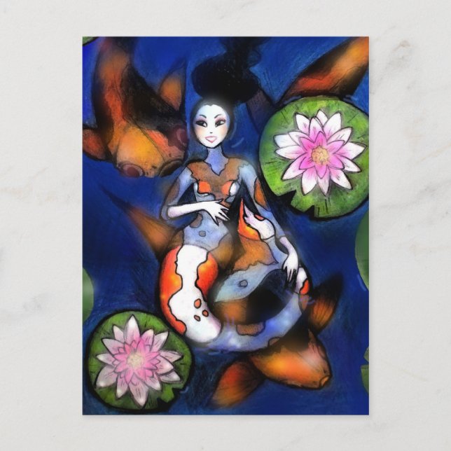Koi Mermaid Postcard Print Postkarte (Vorderseite)