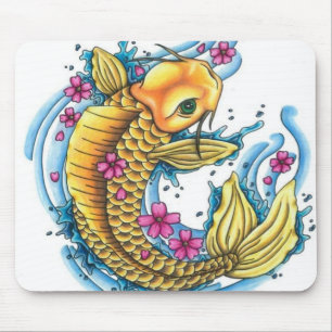 Koi mit Kirschblüten-Mausunterlage Mousepad
