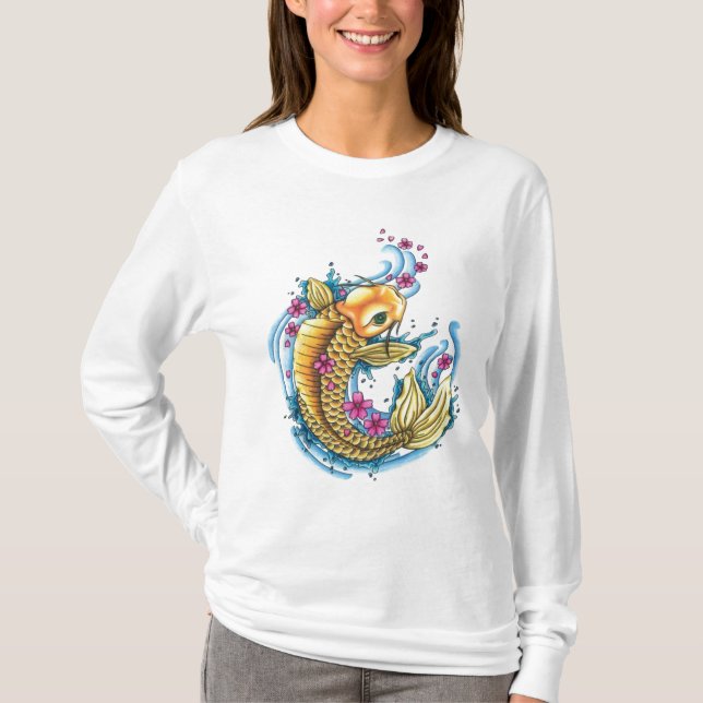 Koi mit KirschblütenHoodie T-Shirt (Vorderseite)