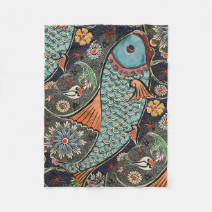 Koi Mosaic Fleecedecke