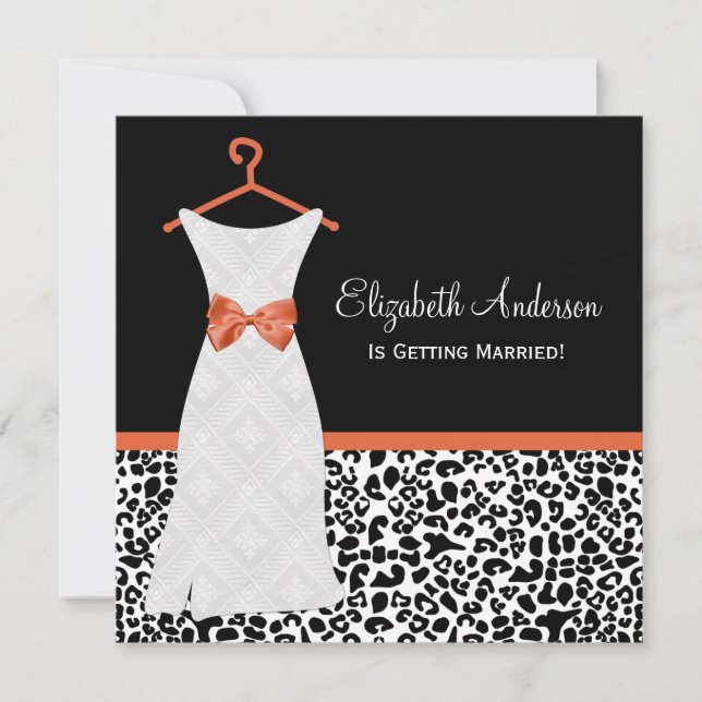Koi Orange Gown Leopard PrintBridal Dusche Einladung (Vorderseite)