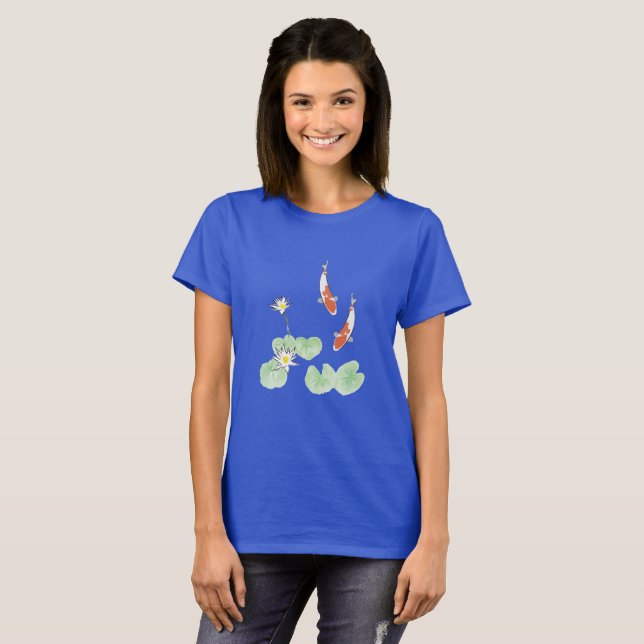 Koi Pond Bleu T-shirt féminin (Devant entier)