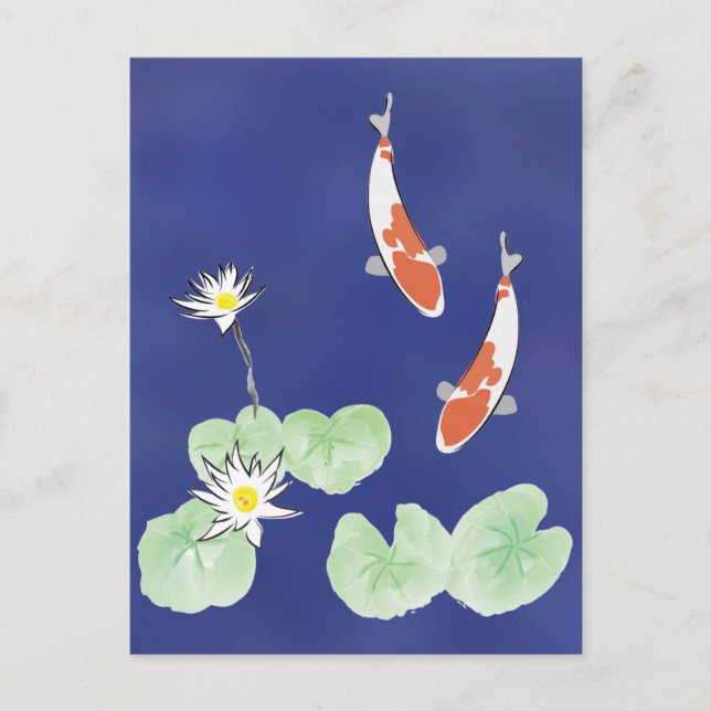 Koi Pond - Blue Background Postkarte (Vorderseite)