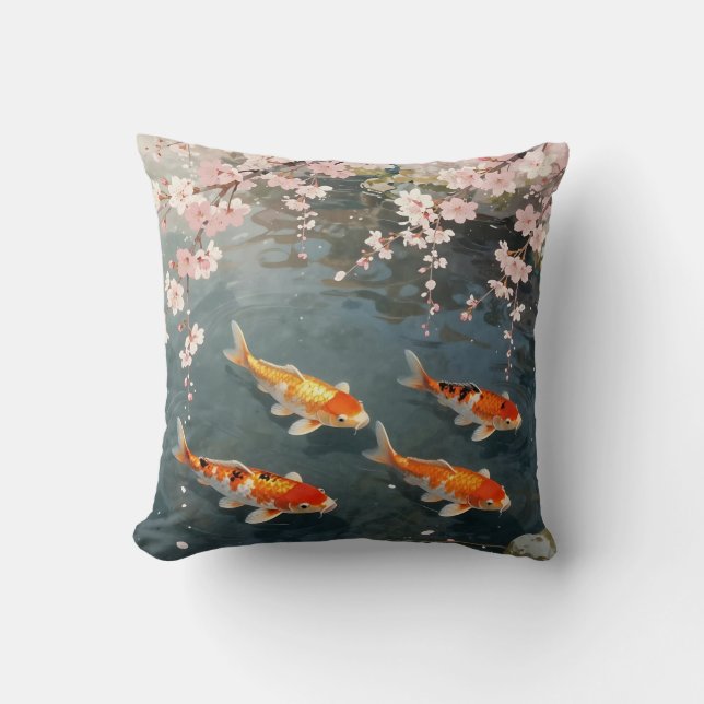 Koi Pond Cherry Blossom Serenity Kissen (Vorderseite)
