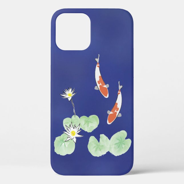 Koi Pond Coque bleu-Mate iPhone 12 Coque (Verso)