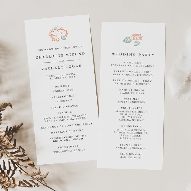 Koi Pond Doppelseitiges Hochzeitsprogramm Programm (Von Creator hochgeladen)