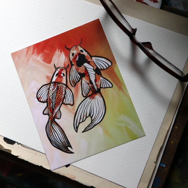 Koi Pond Fish Artwork Postkarte (Von Creator hochgeladen)