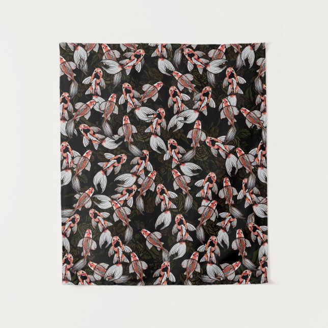 Koi Pond Fish Artwork Wandteppich (Vorderseite)