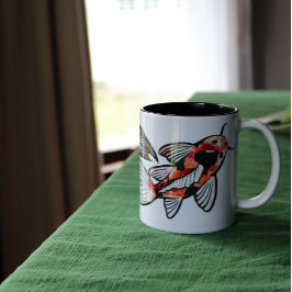Koi Pond Fish Artwork Zweifarbige Tasse