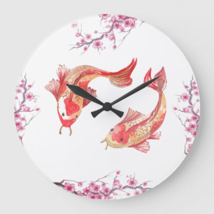 Koi Pond Große Wanduhr