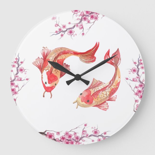Koi Pond Große Wanduhr (Vorderseite)