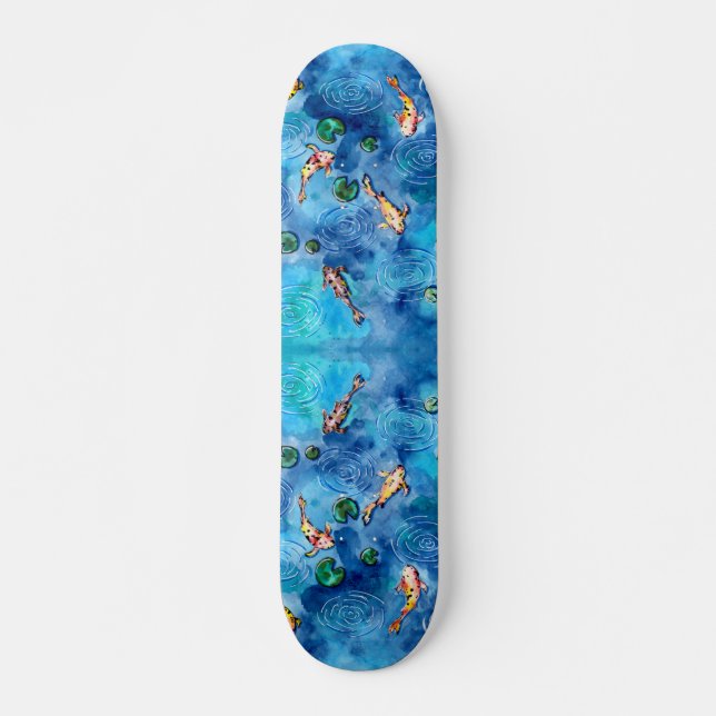 Koi Pond im Regen Skateboard (Vorne)