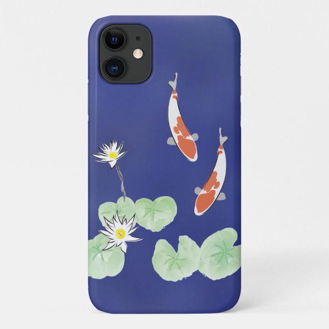 Koi Pond - iPhone Case mit blauem Hintergrund (Rückseite)