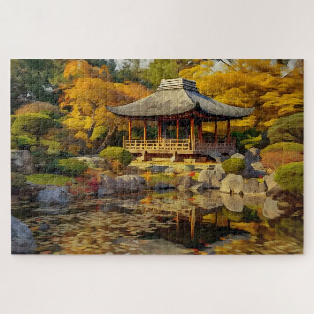 Koi Pond Japanisches Puzzle für Erwachsene (Horizontal)