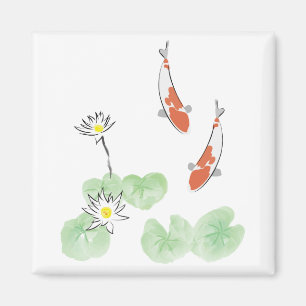 Koi Pond - weißes Hintergrundmagazin Magnet