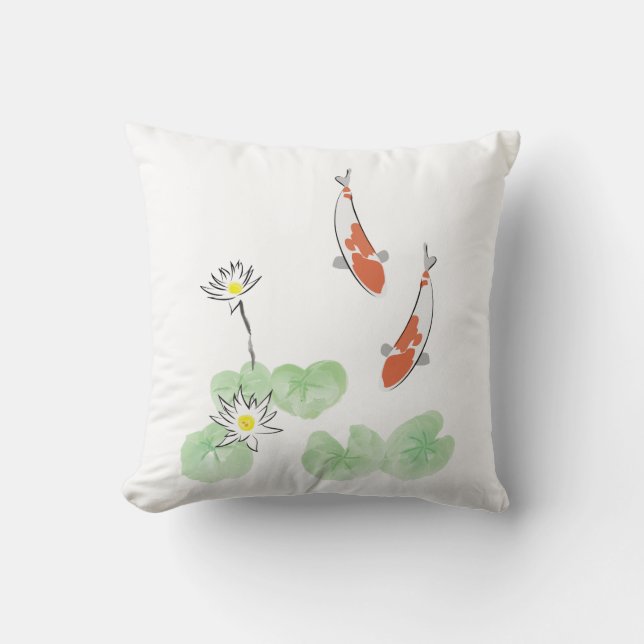 Koi Pond - weißes Kissen am Hintergrund (Vorderseite)