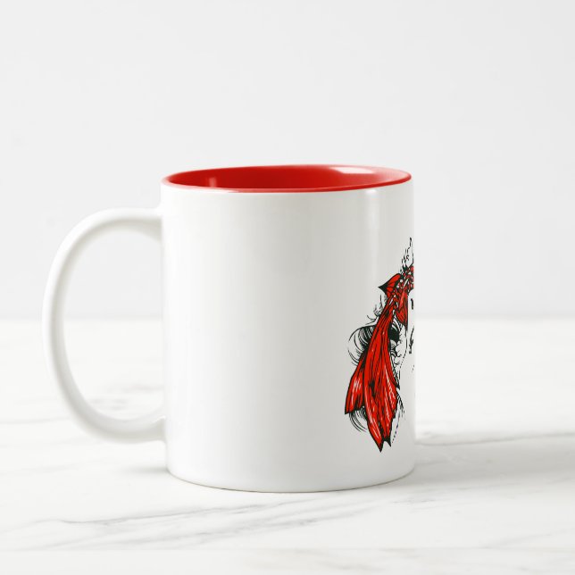 Koi tattoo fish style old school zweifarbige tasse (Links)