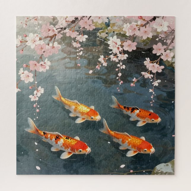 Koi-Teich Kirschblüten Serenität (Vertikal)