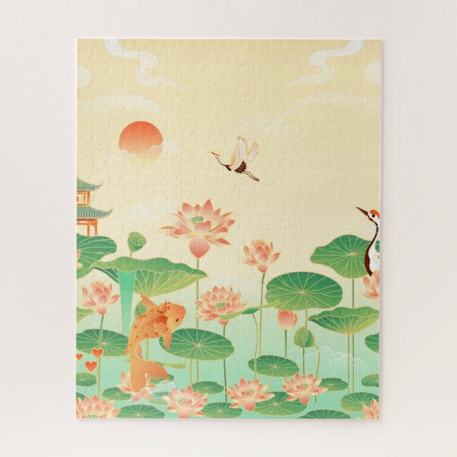 Koi Teich und Wasserlilien Kunst und Kultur (Vertikal)