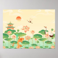 Koi Teich und Wasserlilien Kunst und Kultur