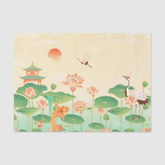 Koi Teich und Wasserlilien Kunst und Kultur Seidenpapier (Vorderseite)