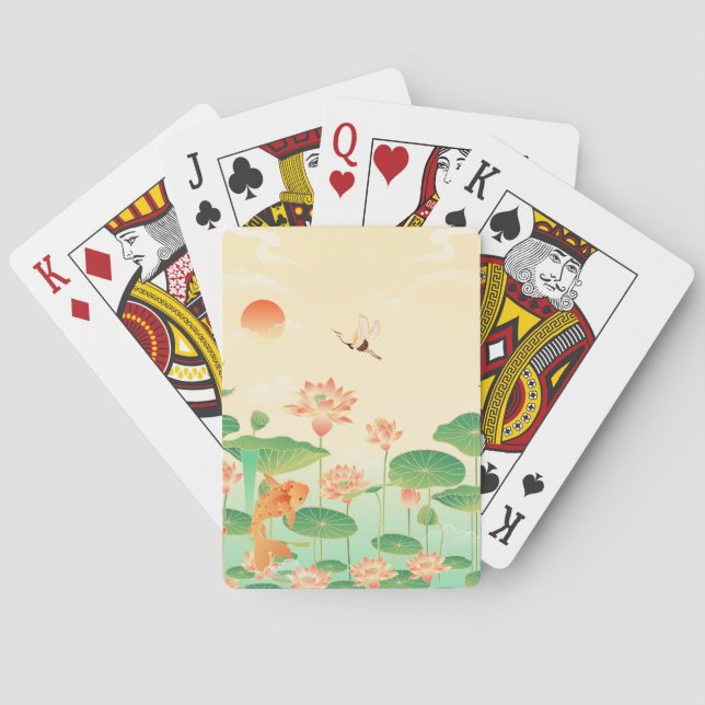 Koi Teich und Wasserlilien Kunst und Kultur Spielkarten (Rückseite)