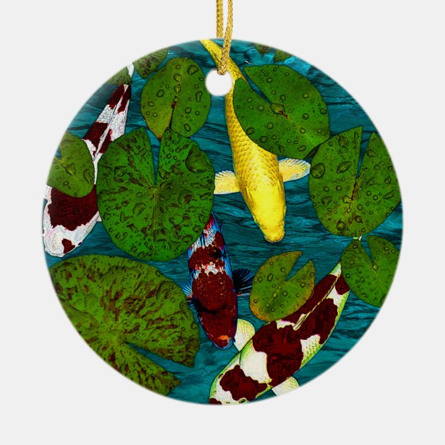 KOI TEICH Verzierung Keramikornament (Vorne)