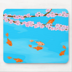 Koi und Kirschblüte Mousepad