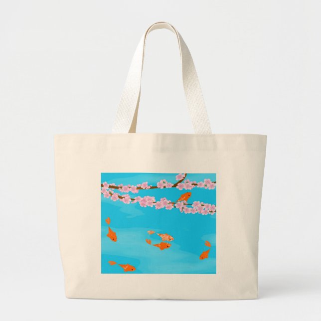 Koi und Kirschblüte-Tasche Jumbo Stoffbeutel (Vorne)