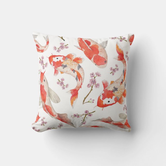 Koi und Kirschblüten-Muster Kissen (Vorderseite)