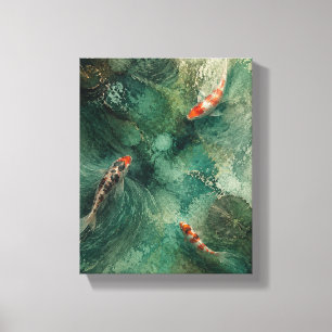 Koi unter Jade-Wellen Botanischer Teich Leinwand P