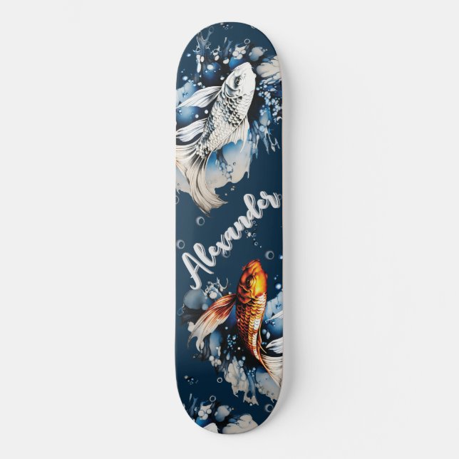 Koifish und Blasen bearbeiten den Namen Skateboard (Vorderseite)