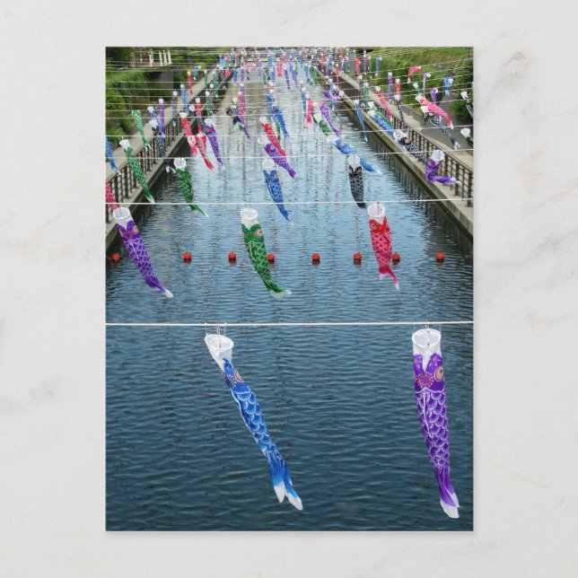 Koinobori (Karpfenschläuche): Japan Postkarte (Vorderseite)