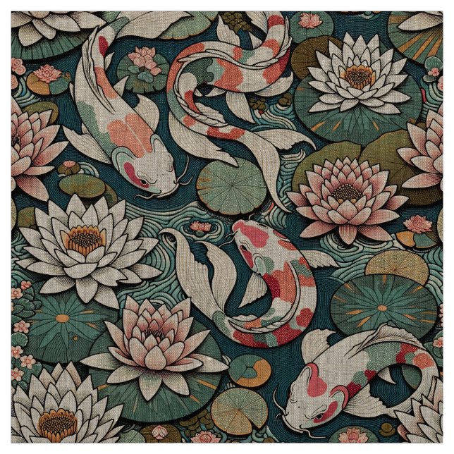 Kois unter den Lilien II Stoff (Muster)