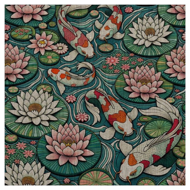 Kois unter den Lilien III Stoff (Muster)
