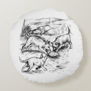 Kojotenwelpen Rundes Kissen