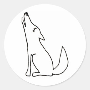 Kojotewolfhund, der - Spaßtintenlinie zeichnet Runder Aufkleber