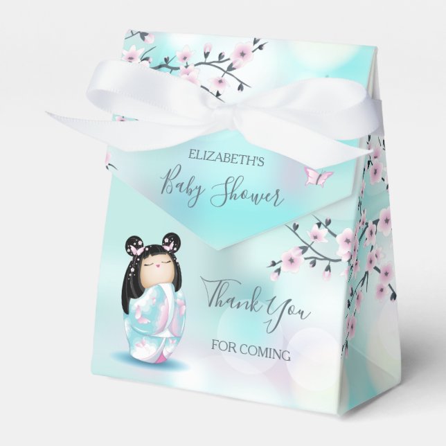 Kokeshi Doll Baby Dusche Danke Geschenkschachtel (Vorderseite)