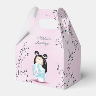 Kokeshi Doll Cherry Blossom Dusty Pink Geschenkschachtel