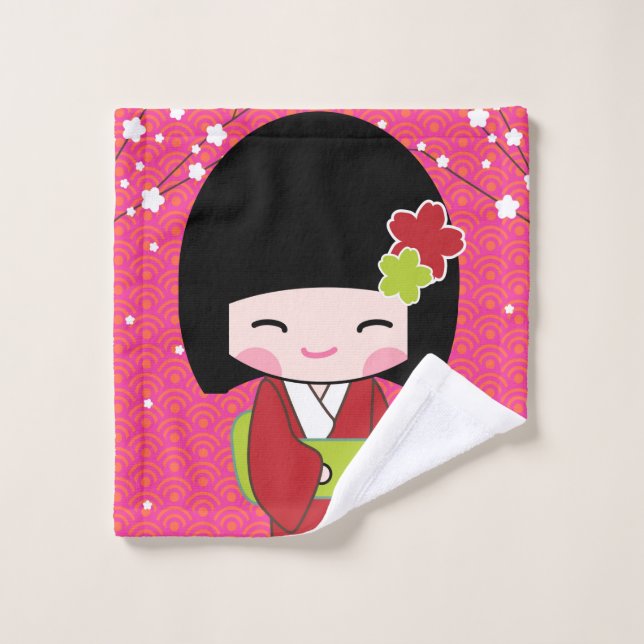 Kokeshi Doll kawaii Wash Tuch (Waschlappen)