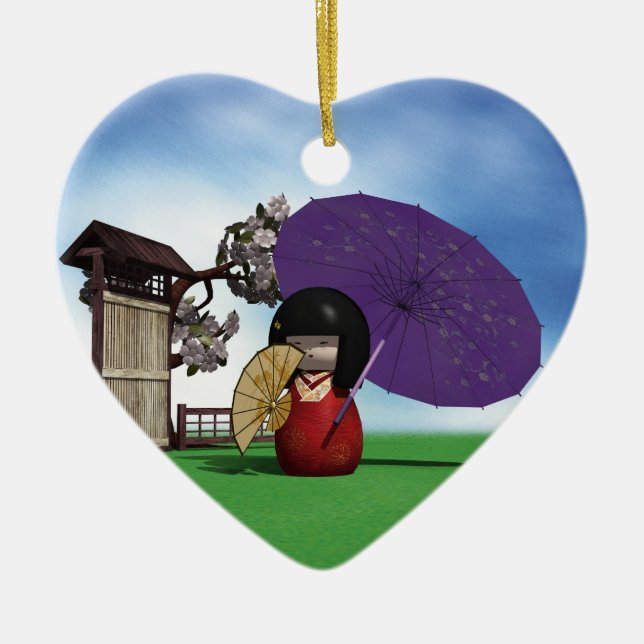 Kokeshi Doll Keramik Ornament (Vorne)