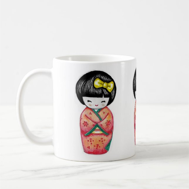 Kokeshi Doll - Kimono Geisha Girl  Kaffeetasse (Links)