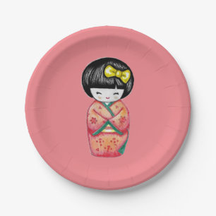 Kokeshi Doll - Kimono Geisha Girl  Pappteller