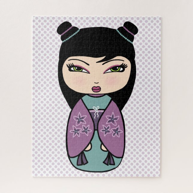 Kokeshi Doll Lila Puzzle (Vertikal)