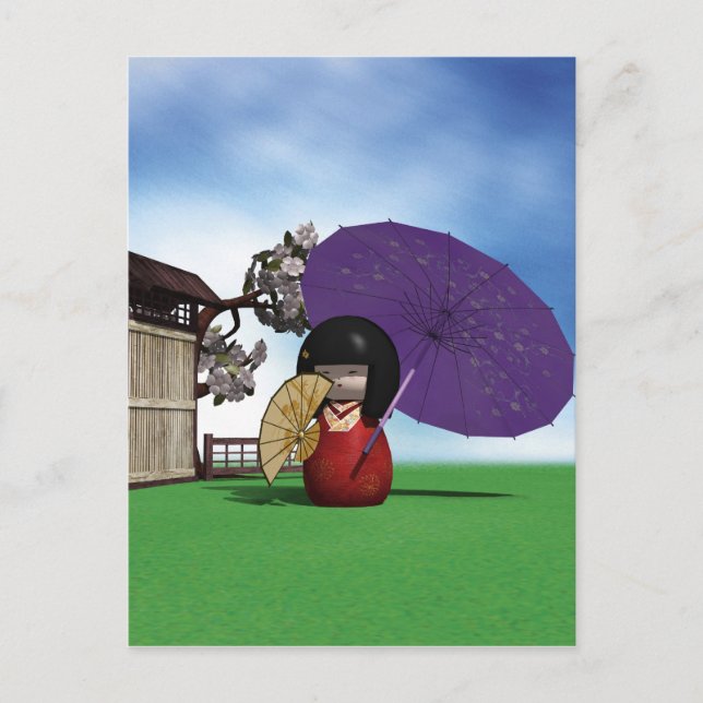 Kokeshi Doll Postkarte (Vorderseite)