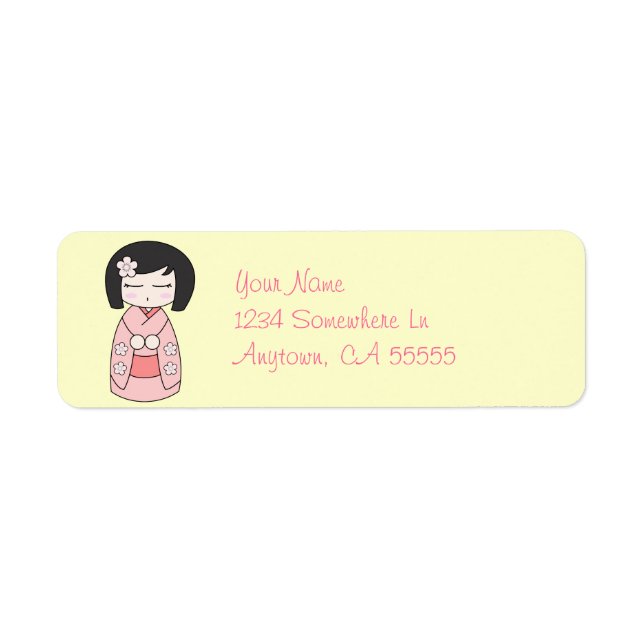 Kokeshi Doll Return Address Label (pink) (Vorne)