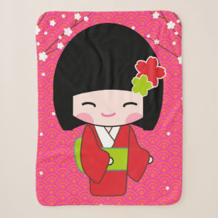 Kokeshi Doll sherpa bébé couverture