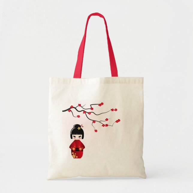 Kokeshi Doll Under Sakura Branch Tragetasche (Vorne)